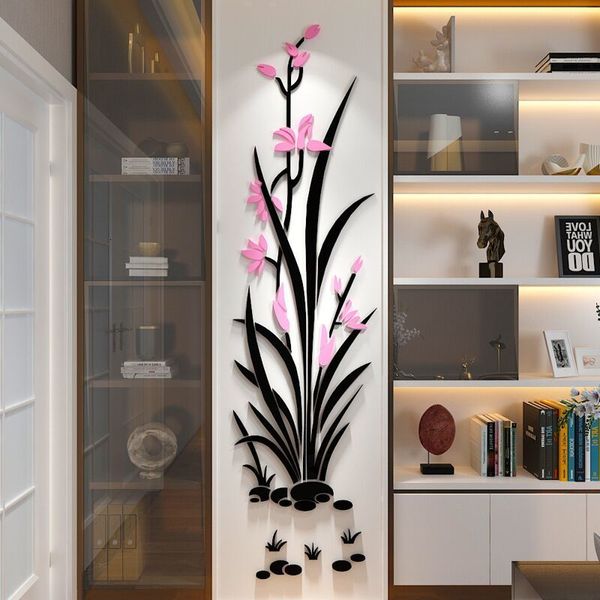 Stickers muraux ly arrivé Narcisse floral acrylique papier peint pour salon style chinois décoration murale de bureau art de la maison décoration murale 230331