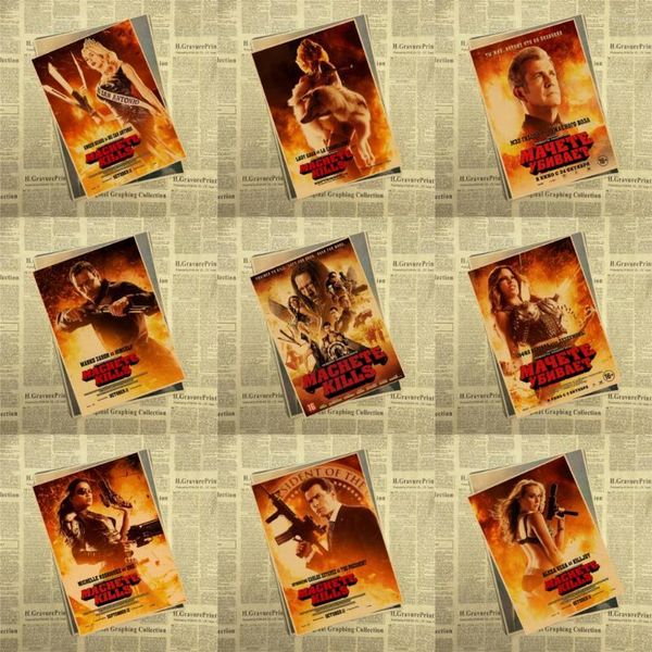 Pegatinas de pared Machete Kills película Retro Poster papel Kraft Vintage estampado imagen Michelle Rodriguez Danny Trejo 42X30cm