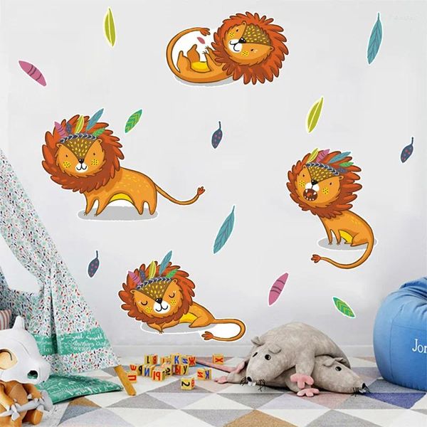Stickers muraux Mamalook Style enfants autocollant dessin animé Animal Lion chambre pépinière salle de classe créative décorative