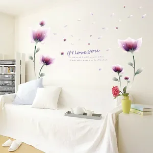 Autocollants muraux Mamalookwall Autocollant SK9027 Fantasy Purple Flower Bedroom salon TV Fond Papier décoratif