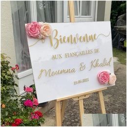 Muurstickers mariage bruiloft welkom bord vinyl aangepaste teksten verjaardagsfeestjes stickers unieke spiegelsticker muurschildering kunst 230928 drop de dh1ed