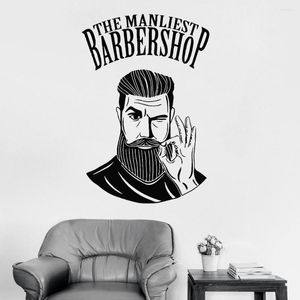 Wall Stickers Men Barbershop Sign Mural Barber Shop Logo Sticker Window Decal Decor voor kapsalon Rmovable LC480