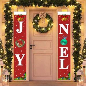 Pegatinas de pared, adornos navideños para el hogar, decoración de cortina de Navidad, pintura colgante para puerta, bandera, 2024
