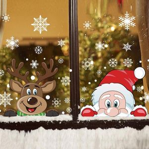 Pegatinas de pared Feliz Navidad Moda Santa Claus Ventana Decoración de la habitación PVC Año Decoración del hogar Extraíble