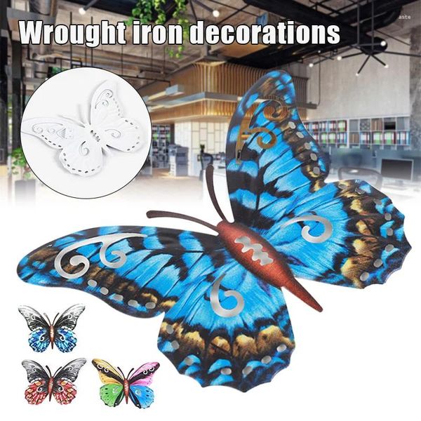 Pegatinas de pared Metal Butterfly Art Decor Escultura colgante para interiores y exteriores BV789