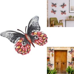 Autocollants muraux en métal papillon, décoration en fer forgé, Sculpture d'insecte 3D, image décorative suspendue dans le jardin