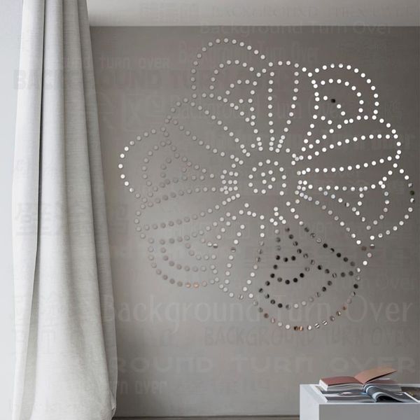 Pegatinas de pared pegatina de espejo decoración de baño decoración de habitación 3D papel adhesivo de cuerpo completo puntos redondos flor enorme R090Wall