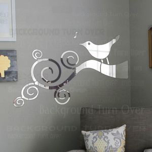 Stickers muraux Miroir Autocollant Chambre Décoration Décor À La Maison Chambre Pour Enfants Décoratif Acrylique Oiseau Chantant Tourbillon Branche De Brindille R061Wall