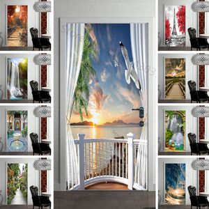 Muurstickers Moderne 3D Deur Sticker Zelfklevende Waterdichte Poster Porte Peel en Stick Behang Home Design Room Decor Re 230720