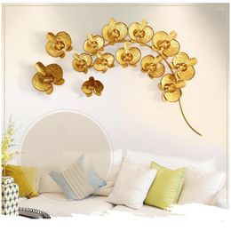 Muurstickers moderne creatieve 3D smeedijzeren goudgouden magnolia ambachten restaurant woonkamer decoratie thuis bank achtergrond muurschildering kunst