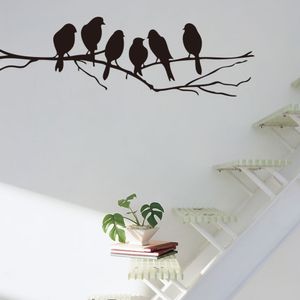 muurstickers moderne home decor 6 vogels op tak vinyl woonkamer kinderen babykwekerij slaapkamer decor 8216. decoratie kunst decal 210420