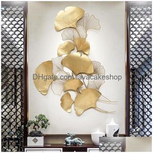 Muurstickers moderne luxe smeedijzeren hangende ginkgo blad ambachten decoratie huis achtergrond sticker veranda muurschildering accessoires ot6rp