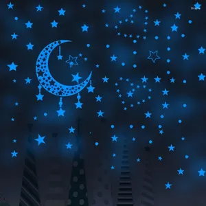 Pegatinas de pared, pegatina luminosa de estrellas y luna para niño y niña, decoración para habitación de niños, decoración DIY para guardería, calcomanías de Mural que brillan en la oscuridad