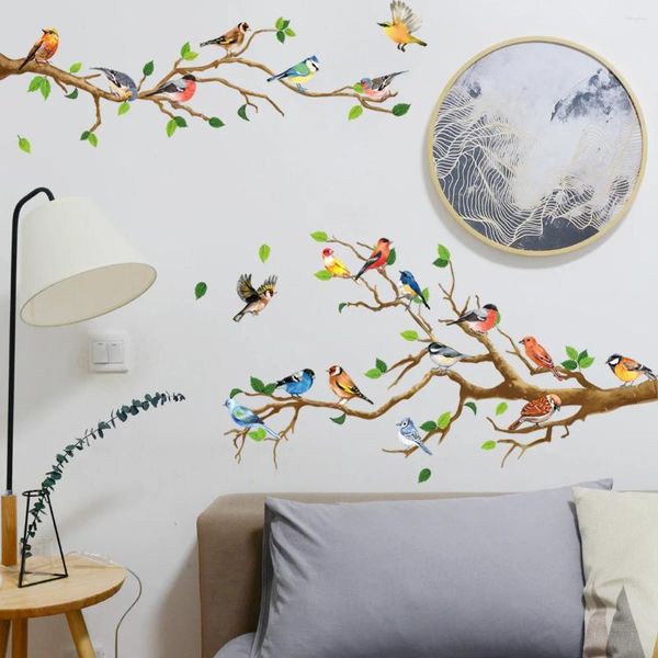 Autocollants muraux multicolores branches d'oiseaux, sparadrap d'arbre, décorations de maison, salon, chambre à coucher, papier peint auto-adhésif amovible