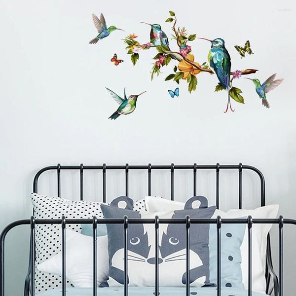 Autocollants muraux papillons multicolores et oiseaux autocollants volants salon décorations de chambre à coucher peint mural amovible