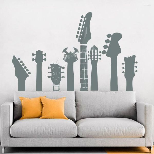 Autocollants muraux pour instruments de musique, autocollants pour cou de guitare, décor musical pour chambre à coucher, salon, tête de lit B266