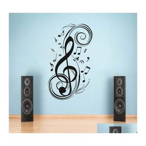 Wall Stickers Musical Note Home Decor Muziek Waterdichte Verwijderbare stickers Kinderkamer Decoratie YY29 Drop Delivery Garden DHWO8