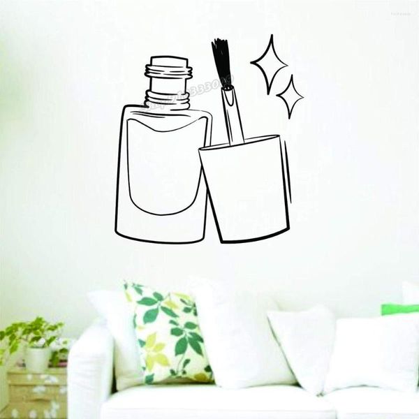 Pegatinas de pared botella de esmalte de uñas Logo pegatina salón calcomanía moda cosméticos para decoración Mural B452