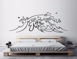 Pegatinas de pared de diseño náutico calcomanía de olas oceánica arte de surf de surf de hogar decoración de dormitorios de la playa olas de mar murales ay14949507717