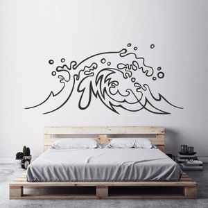 Pegatinas de pared, pegatina de diseño náutico, calcomanía de ola de mar, arte de Surf, decoración del dormitorio del hogar, murales de olas marinas con tema de playa AY1494