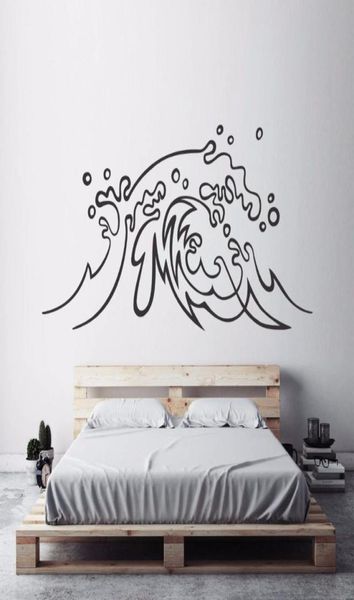 Autocollants muraux de conception nautique, étiquette de vague d'océan, Art de Surf, décor de chambre à coucher, thème de plage, vagues de mer, peintures murales AY14941847997