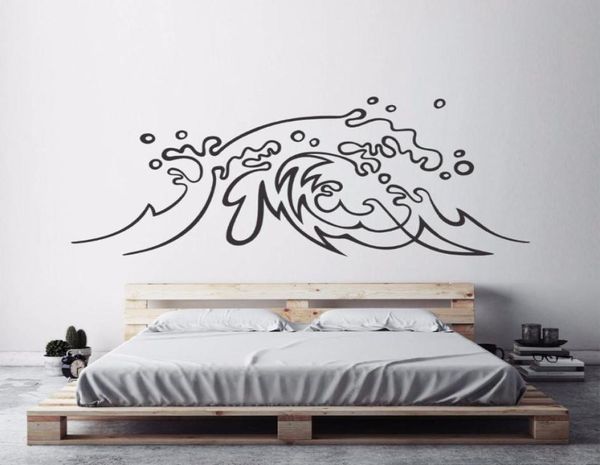 Autocollants muraux nautique conception autocollant océan wave décalage surf art maison maison décor de plage thème des vagues de mer ay14949507717