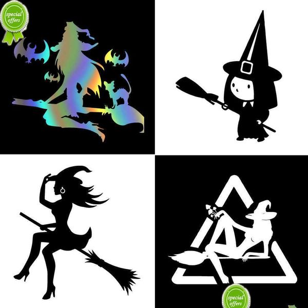 Muurstickers Nieuwe Diy Halloween Heks Vliegen Op Bezem Autostickers Raamdecoratie Sticker Vinyl Art Body Waterdichte Sticker Drop Delivery Dhwct