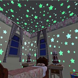 Pegatinas de pared, pegatinas de pared de estrellas con luz nocturna, luminosas, fluorescentes, extraíbles, brillan en la oscuridad, decoración del hogar para dormitorio de bebés y niños, 156I