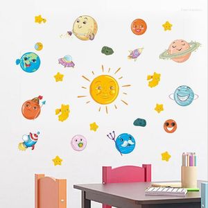 Stickers muraux Neuf Planètes Autocollant Pour Enfants Chambre Chambre Décor Maison Stickers Muraux Maternelle Fonds D'écran DIY Affiches