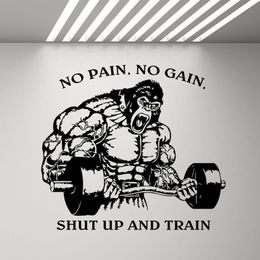 Stickers muraux Pas de douleur pas de gain taisez-vous train gym stickers muraux affiches citations incitatives autocollants en vinyle fitness décor art E171 230403