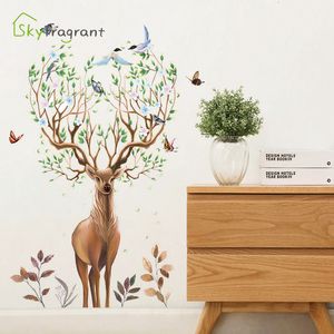 Wandstickers Noordse creatief bos eland behang slaapkamer decoratie ins zelf-adhesieve woonkamer muur decoratie huisdecoratie ingang decoratie 230331