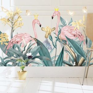 Muurstickers Nordic Flamingo Liefhebbers Groen Gras Voor Woonkamer Slaapkamer Verwijderbare DIY Decals Art Home Decoratie