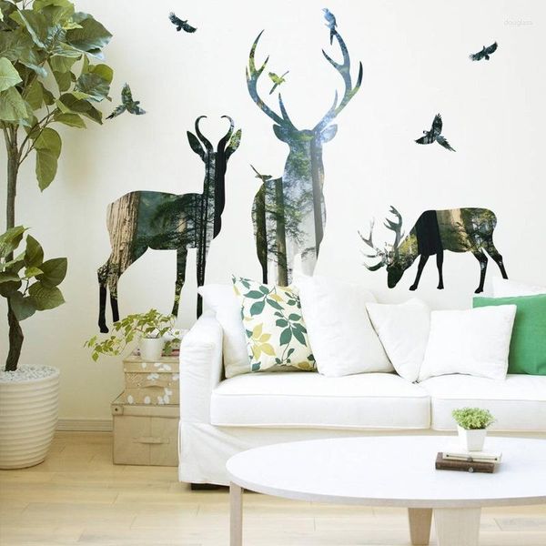 Stickers muraux Style nordique Elk adolescent salon chambre décor esthétique décoration de la maison abstrait moderne décalcomanies papier peint Art