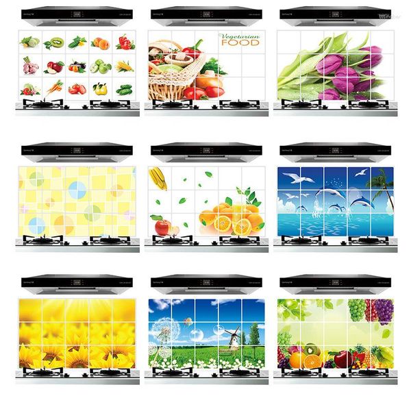 Stickers muraux résistant à l'huile amovible cuisine murale art autocollant maison décalcomanie bricolage impression de fruits Strickers décoration 45 75 cm