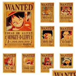 Muurstickers Een Stuk Klassieke Vintage Poster Luffy Zoro Wilde Room Decor Art Kraftpapier Drop Levering Huis Tuin Dhw5C