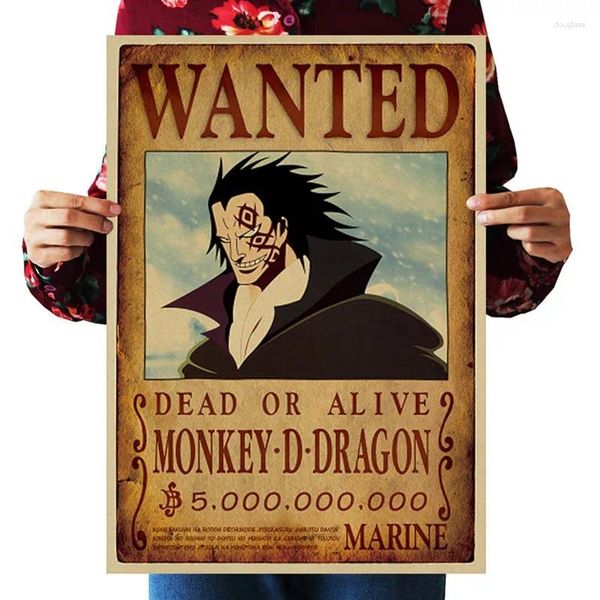 Pegatinas de pared una pieza Luffy Mugiwara Straw Hat Yonko Kaido Zoro Nami Franky Boa Law Anime Wanted Poster