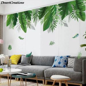 Autocollants muraux feuille de palmier, décoration de salle de Style nordique, décor de maison, papier peint d'affiche de fond de télévision vivant