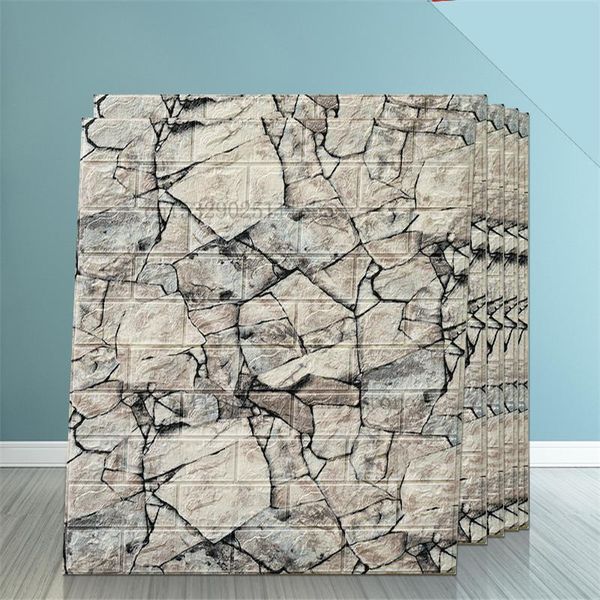 Pegatinas de pared, papel tapiz autoadhesivo de piedra de ladrillo PE, pegatina impermeable para sala de estar y baño, decoración de fondo para el hogar, calcomanías 3D