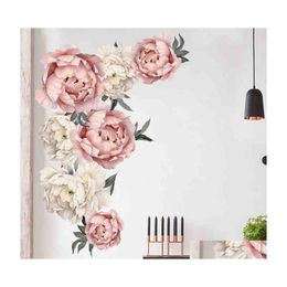 Stickers Muraux Pivoine Rose Fleurs Autocollant Art Pépinière Stickers Enfants Chambre Décor À La Maison Cadeau Muurstickers Voor En Kamers Drop Delivery Garde Dhzdk