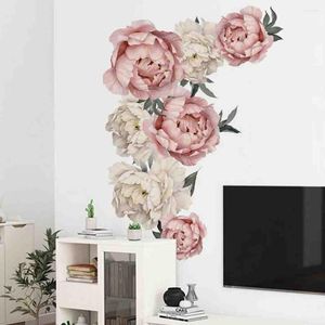 Autocollants muraux pivoine Rose fleurs, sparadrap d'art pour chambre d'enfants, décoration de maison, cadeau Nature, décoration Hogar Moderno