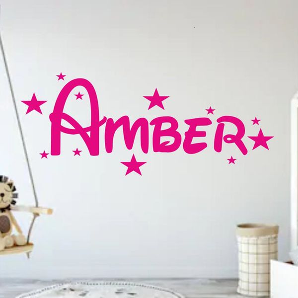 Pegatinas de pared Nombre personalizado Etiqueta de la pared Estrellas Calcomanía Puerta Niños Niñas Nombre de los niños Calcomanías de pared personalizadas para habitaciones de niños de cuarto de niños Decoración C923 230329