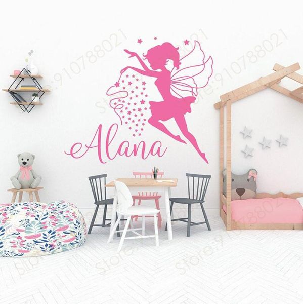 Autocollants muraux Nom des filles personnalisées Little Princess Fairy Autocollant Home Decor Chamor chambre de chambre de chambre de crèche Custom S3204014991