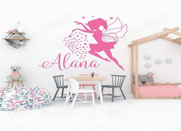 Autocollants muraux Nom des filles personnalisées Little Princess Fairy Autocollant Home Decor Chamor chambre de chambre pépinière décalenométrie S3203407823