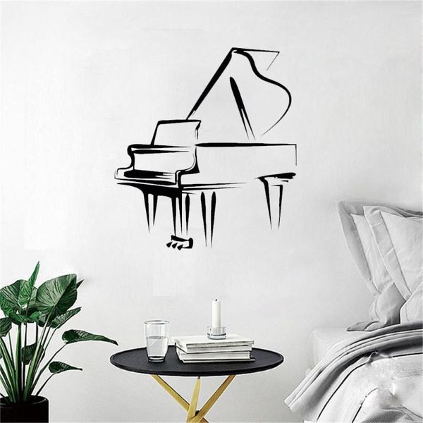 Stickers muraux Piano Motif Decal Pour Musique Classe Musical Studio Décoration Paino Amovible Affiche Art Ov516
