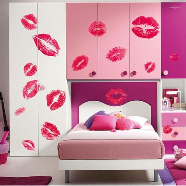 Stickers muraux rose lèvre imprimer créatif bricolage autocollant salon chambre décoration Art Mural Decoracion Hogar Moderno