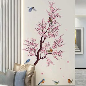 Stickers muraux rose prunier oiseaux maison chambre décoration affiche chambre adhésif papier meubles maison décor intérieur 231211