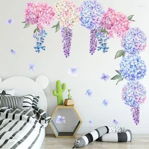 Pegatinas de pared, bola de flores de lavanda púrpura rosa, autoadhesiva, fiesta, fiesta, sala de estar, dormitorio, decoración del hogar para niños