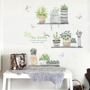 Muurstickers Plant Tuin Bonsai Bird Butterfly Decal Verwijderbare DIY Art Achtergrond Muurschildering Woonkamer Woondecoratie