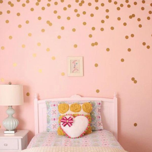 Pegatinas de pared, papel tapiz de lunares, calcomanías artísticas extraíbles para habitación de niños, decoración del hogar, punto dorado DIY