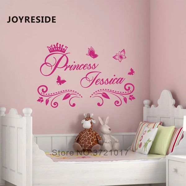 Stickers muraux princesse personnalisé filles nom art design autocollant maison bébé chambre décor personnalisé vinyle m397 230819